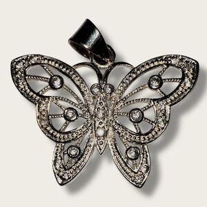 Sterling Silver Butterfly Pendant – Marked 925 – 3.90g – Filigree Detail
